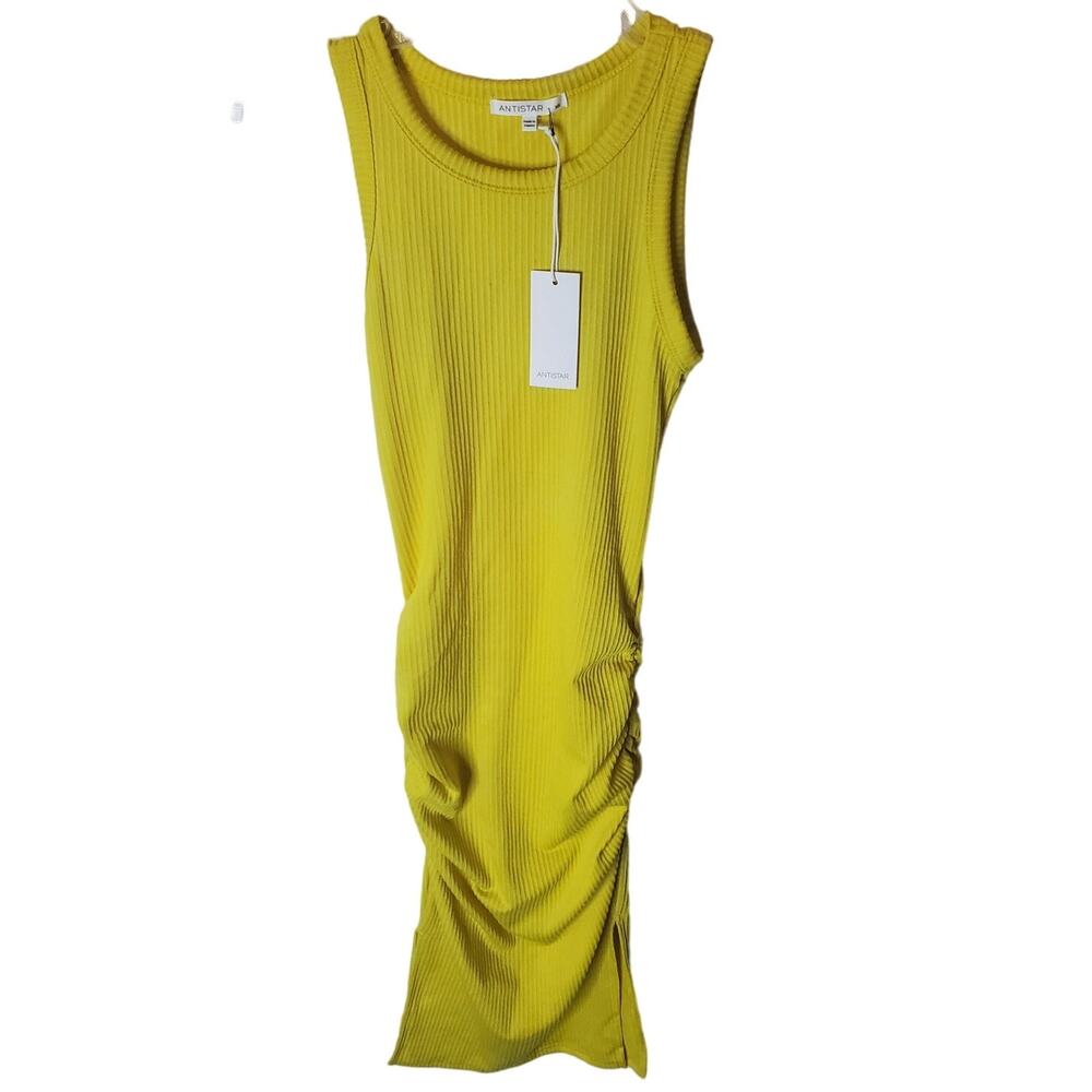 Antistar Ribbed Jersey Dress with Side Ruching, NWT, XS